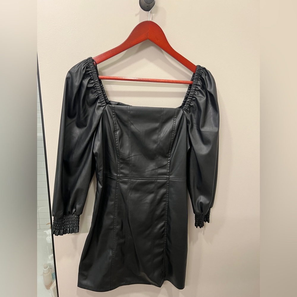 Black faux leather dress